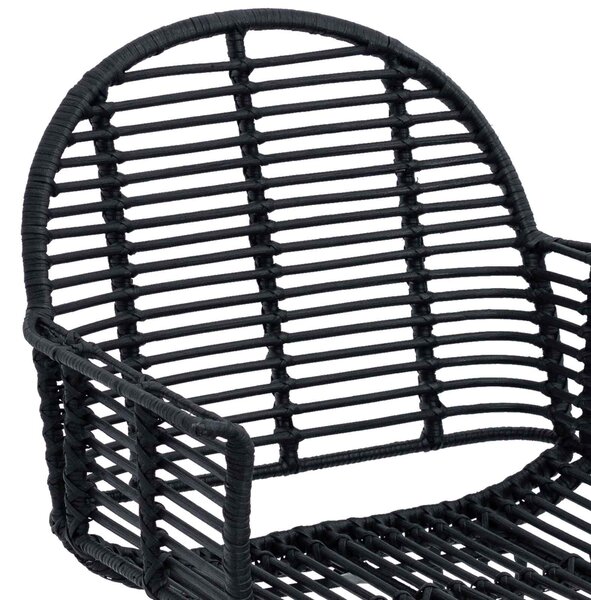 VidaXL Étkezőszék 2 pcs Fekete 57 x 54.5 x 85 cm Rattan és Vas