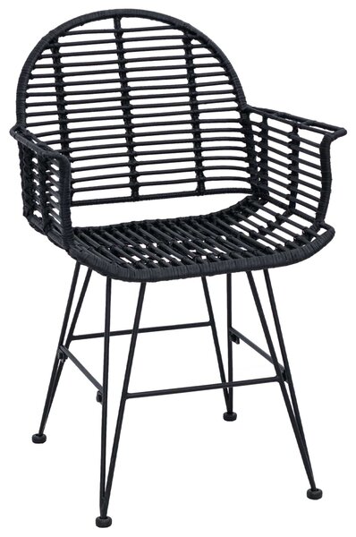 VidaXL Étkezőszék 2 pcs Fekete 57 x 54.5 x 85 cm Rattan és Vas