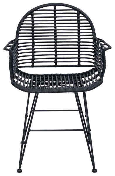VidaXL Étkezőszék 2 pcs Fekete 57 x 54.5 x 85 cm Rattan és Vas