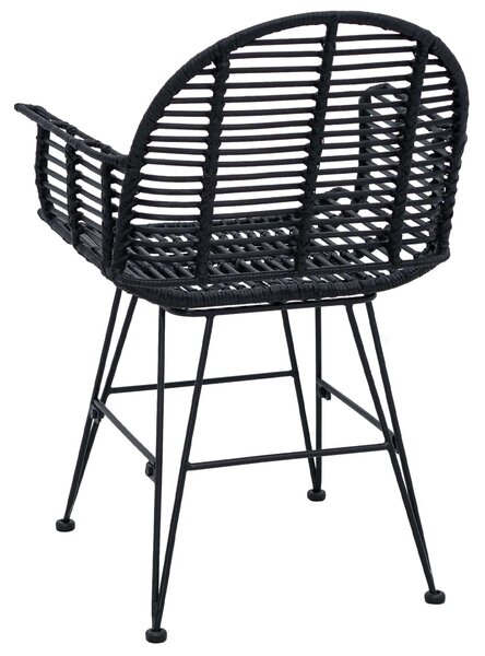 VidaXL Étkezőszék 2 pcs Fekete 57 x 54.5 x 85 cm Rattan és Vas