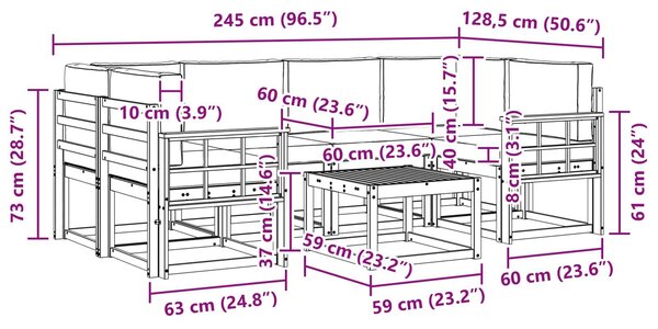 VidaXL Kültéri kanapé szett párnával 7 pcs Fehér és Antracitszürke