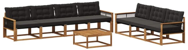VidaXL Kültéri kanapé szett párnával 8 pcs Természetes és Fekete