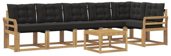VidaXL Kültéri kanapé szett párnával 7 pcs Fehér és Fekete