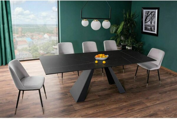 Salvadore Ceramic Bővíthető Üveg-Kerámia Étkezőasztal Fekete Sahara Noir