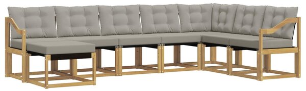 VidaXL Kültéri kanapé szett párnával 8 pcs Fehér és Világosszürke