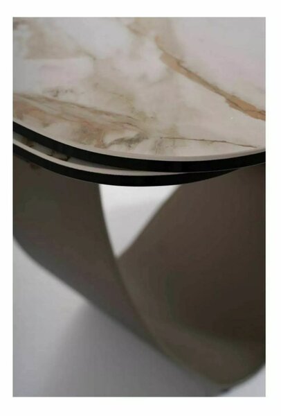 Infinity Ceramic Bővíthető Asztal Edzett Üveg Márvány Fehér Végtelen Dizájn