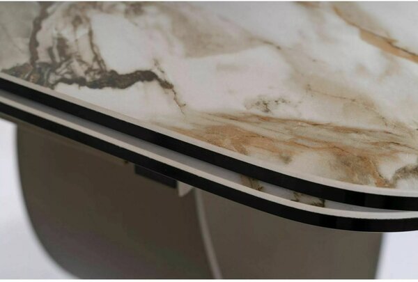 Infinity Ceramic Bővíthető Asztal Edzett Üveg Márvány Fehér Végtelen Dizájn