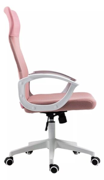 Q-026 Rózsaszín Hálós Ergonomikus Forgószék Fehér Vázzal