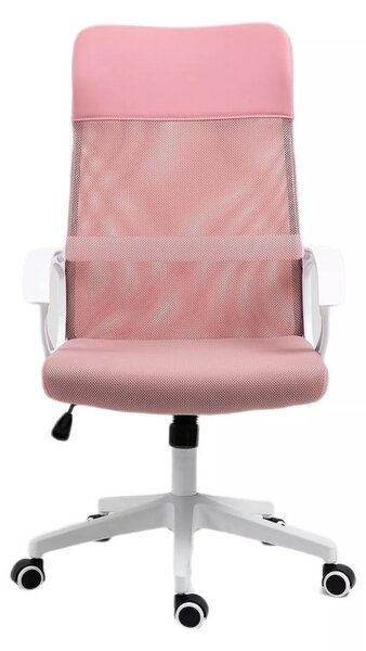 Q-026 Rózsaszín Hálós Ergonomikus Forgószék Fehér Vázzal