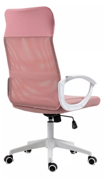 Q-026 Rózsaszín Hálós Ergonomikus Forgószék Fehér Vázzal