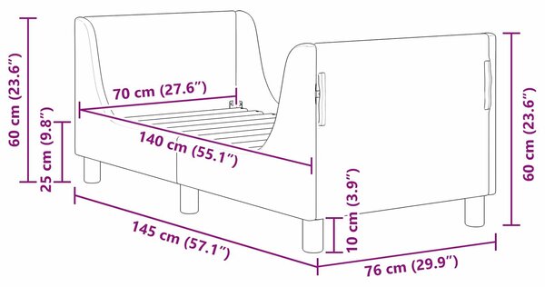 VidaXL Gyerekágy keret fejtámlával Rózsaszín 70 x 140 cm Bársony
