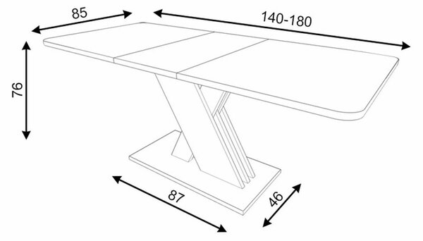 Exel Artisan Kihúzható Étkezőasztal Laminált Tölgy-Antracit X-Lábbal