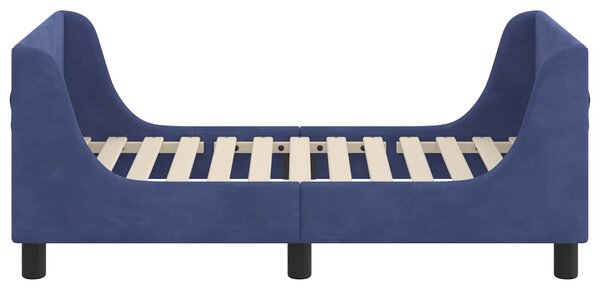 VidaXL Gyerekágy keret fejtámlával Rendőrségi kék 70 x 140 cm Bársony