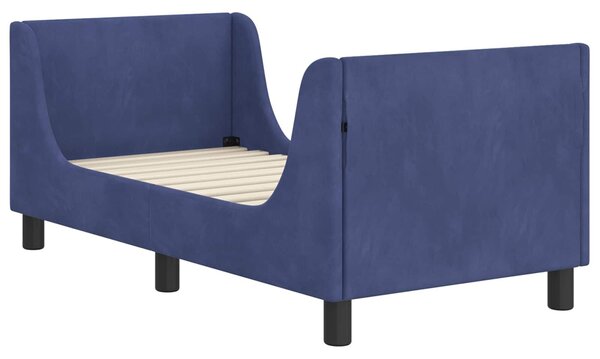 VidaXL Gyerekágy keret fejtámlával Rendőrségi kék 70 x 140 cm Bársony
