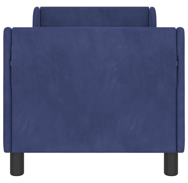 VidaXL Gyerekágy keret fejtámlával Rendőrségi kék 70 x 140 cm Bársony