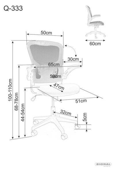Q-333 Ergonomikus Hálós Forgószék Fekete TILT Mechanikával