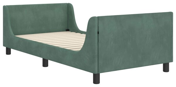 VidaXL Gyerekágy kerettel fejtámlával Tengeri Zöld 80 x 200 cm Bársony