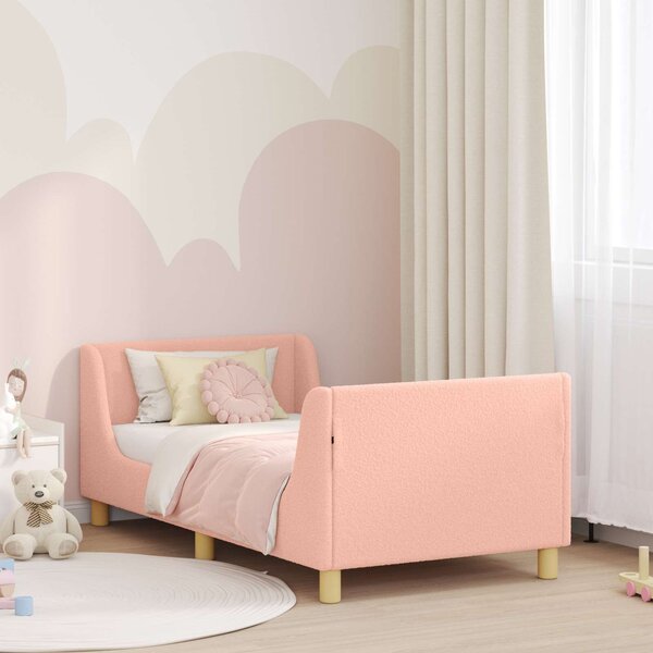 VidaXL Gyerekágy kerettel fejtámlával Rózsaszín 80 x 160 cm Juh Gyapjú