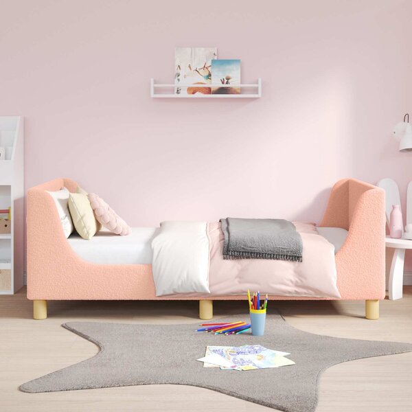VidaXL Gyerekágy kerettel fejtámlával Rózsaszín 80 x 160 cm Juh Gyapjú