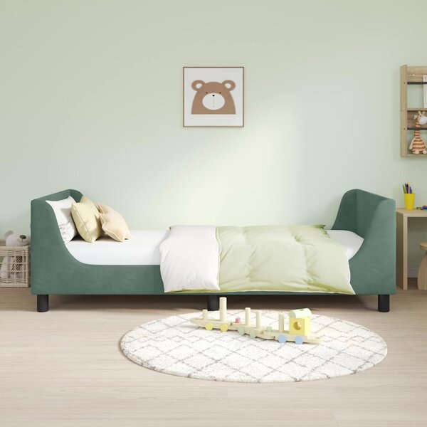 VidaXL Gyerekágy kerettel fejtámlával Tengeri Zöld 80 x 200 cm Bársony