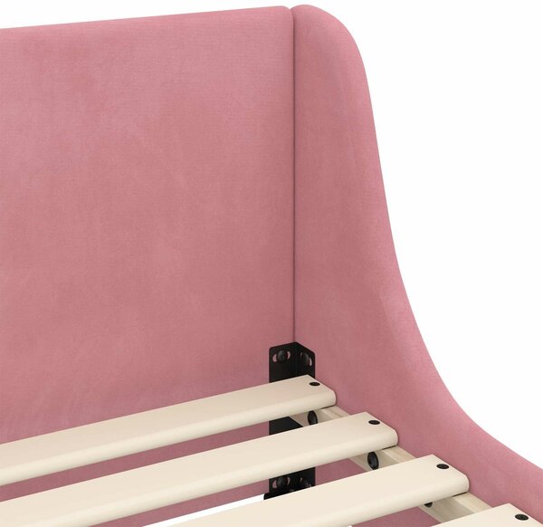 VidaXL Gyerekágy keret fejtámlával Rózsaszín 70 x 140 cm Bársony