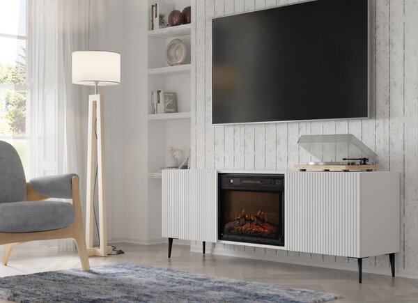 TV szekrény/asztal elektromos kandallóval FPB 2D 170 C Rowanna (fehér)