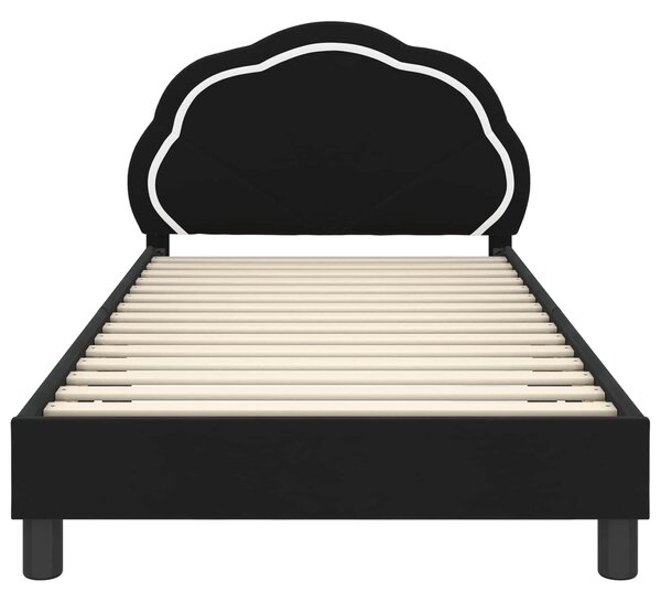 VidaXL Gyerekágy kerettel fejtámlával Fekete 80 x 200 cm Bársony