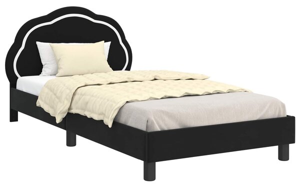 VidaXL Gyerekágy kerettel fejtámlával Fekete 80 x 200 cm Bársony