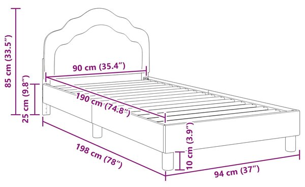 VidaXL Gyerekágy kerettel fejtámlával Rózsaszín 90 x 190 cm Bársony