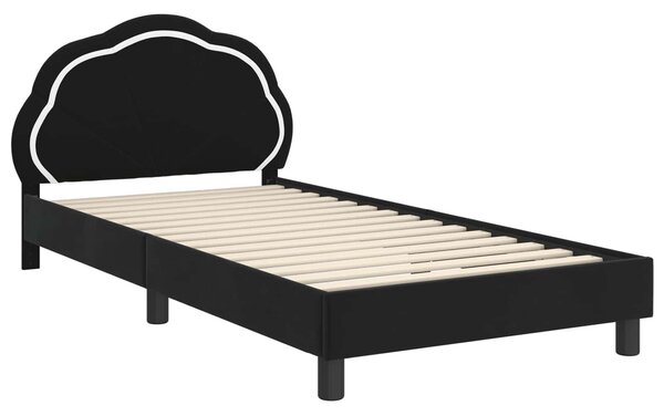 VidaXL Gyerekágy kerettel fejtámlával Fekete 80 x 200 cm Bársony