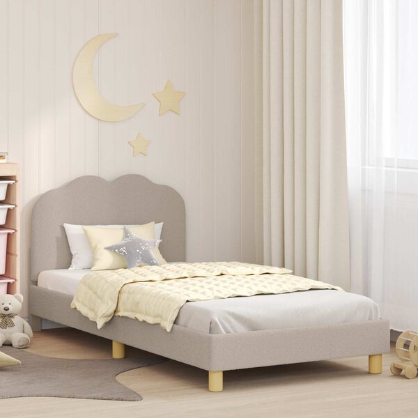 VidaXL Gyerekágy kerettel fejtámlával Világosszürke 90x190 cm Bouclé