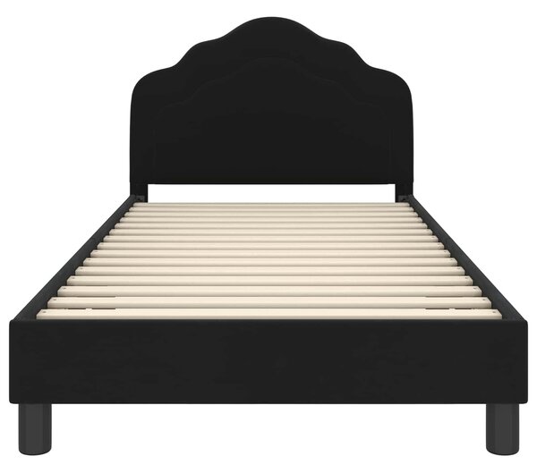 VidaXL Gyerekágy kerettel fejtámlával Fekete 90 x 200 cm Bársony