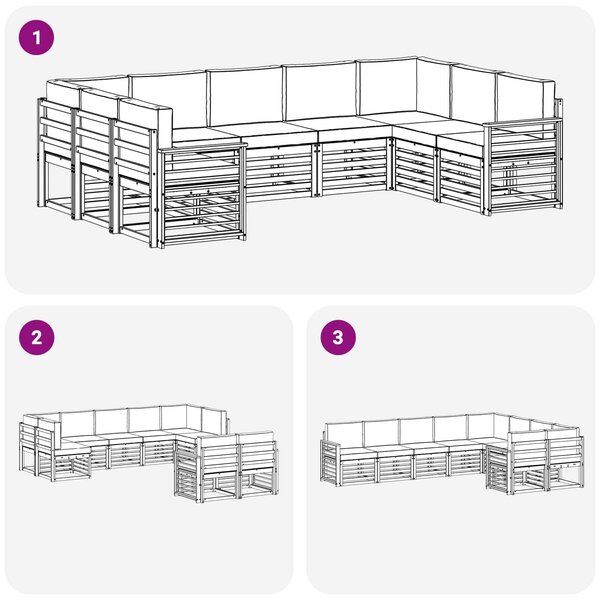 VidaXL Kültéri kanapé szett 9 pcs Fehér és Bézs 304 x 187,5 x 73 cm