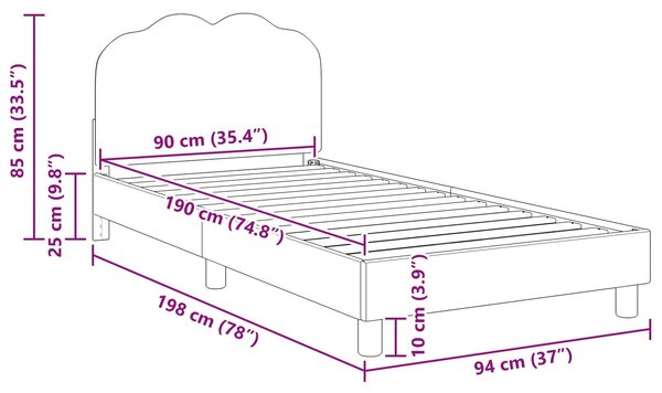 VidaXL Gyerekágy kerettel fejtámlával Rózsaszín 90 x 190 cm Bouclé