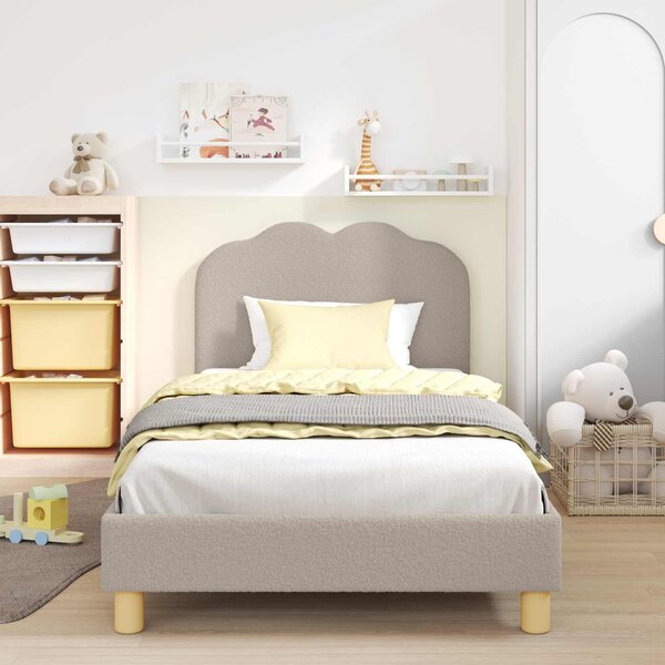 VidaXL Gyerekágy kerettel fejtámlával Világosszürke 90x190 cm Bouclé
