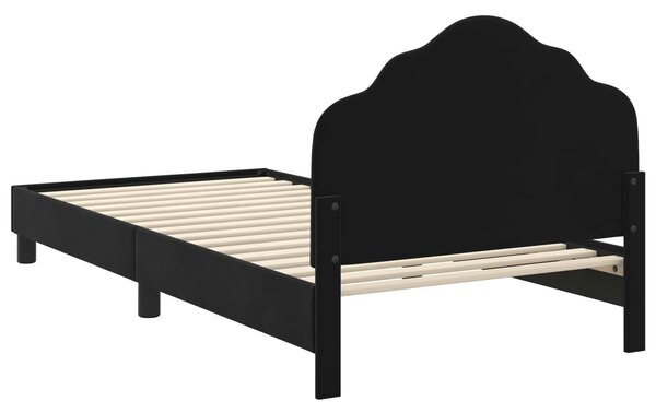 VidaXL Gyerekágy kerettel fejtámlával Fekete 90 x 200 cm Bársony
