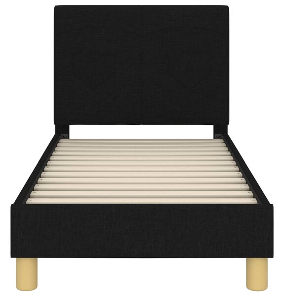 VidaXL Gyerekágy keret fejtámlával Fekete 70 x 140 cm szövet