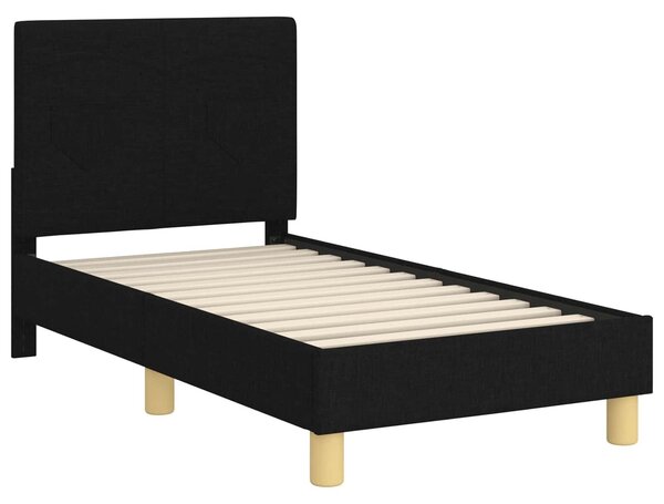 VidaXL Gyerekágy keret fejtámlával Fekete 70 x 140 cm szövet