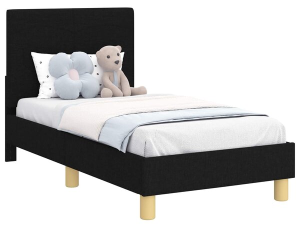 VidaXL Gyerekágy keret fejtámlával Fekete 70 x 140 cm szövet