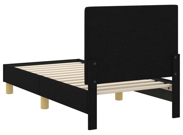 VidaXL Gyerekágy keret fejtámlával Fekete 70 x 140 cm szövet