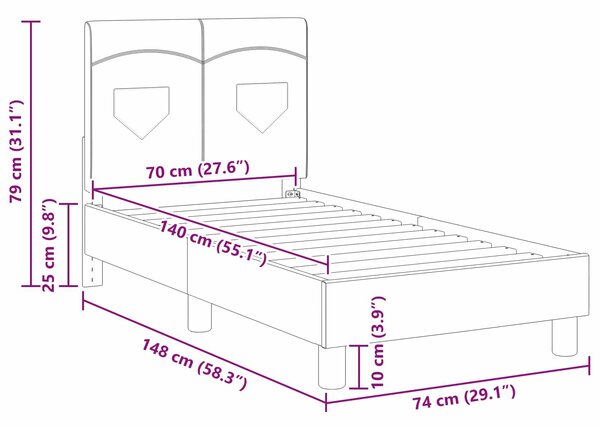 VidaXL Gyerekágy keret fejtámlával Rózsaszín 70 x 140 cm szövet