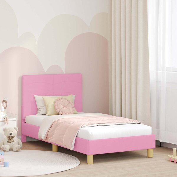 VidaXL Gyerekágy kerettel fejtámlával Rózsaszín 80 x 160 cm szövet