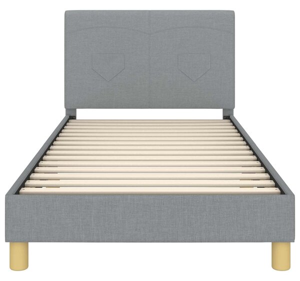 VidaXL Gyerekágy kerettel fejtámlával Világosszürke 90 x 190 cm szövet