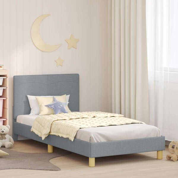 VidaXL Gyerekágy kerettel fejtámlával Világosszürke 90 x 190 cm szövet