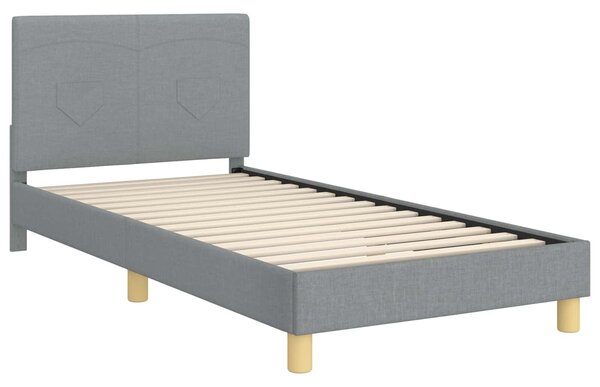 VidaXL Gyerekágy kerettel fejtámlával Világosszürke 90 x 190 cm szövet
