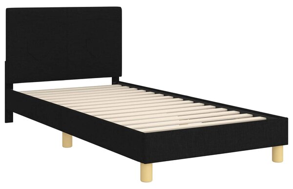VidaXL Gyerekágy kerettel fejtámlával Fekete 90 x 200 cm szövet