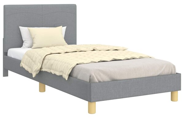 VidaXL Gyerekágy kerettel fejtámlával Világosszürke 90 x 190 cm szövet