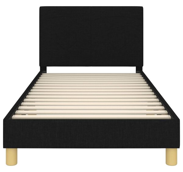 VidaXL Gyerekágy kerettel fejtámlával Fekete 90 x 200 cm szövet