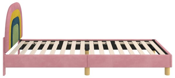 VidaXL Gyerekágy kerettel fejtámlával Rózsaszín 80 x 200 cm Bársony