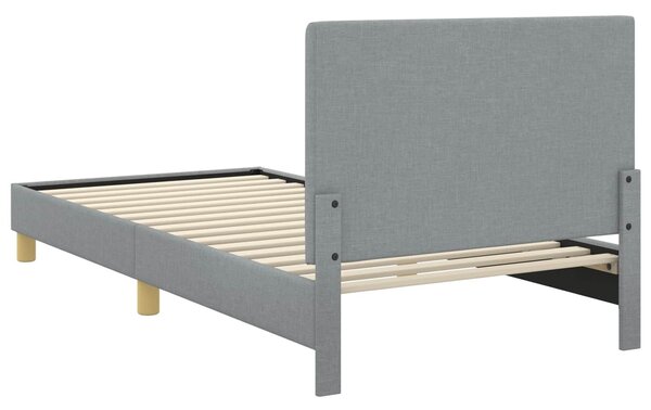 VidaXL Gyerekágy kerettel fejtámlával Világosszürke 90 x 190 cm szövet